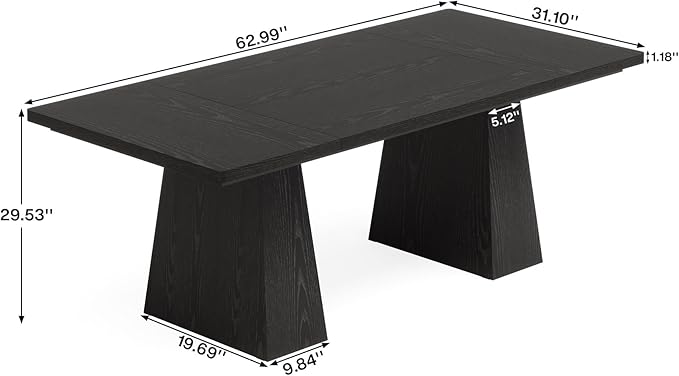 Tribesigns 63-Inch Executive Desk Large Office Computer Desk with Double Pedestal Modern Simple Workstations Writing Table Conference Table Business Furniture for Home Office Black