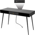 Generic Mid Century Desk with USB Ports and Power Outlet Modern Writing Study Desk with Drawers Multifunctional Home Office Computer Desk Black