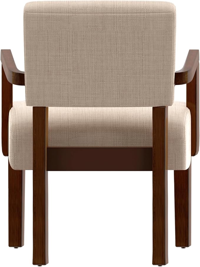 Accent ChairArmchairs with Solid Wood Frame and LegsUpholstered Reading Leisure Chair for BedroomOfficeWaiting Room (Linen Beige One Chair)