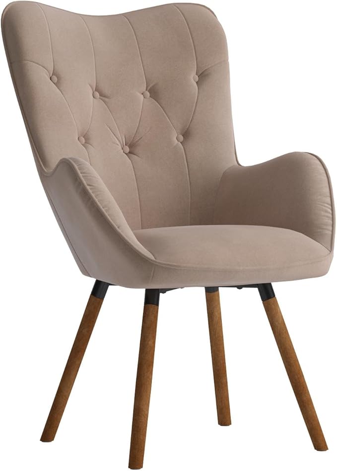 Roundhill Furniture Doarnin Contemporary Silky Velvet Tufted Button Back Accent Chair Taupe