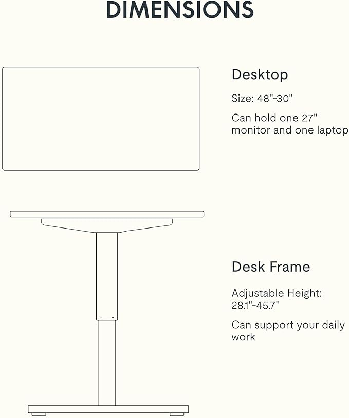 FLEXISPOT EN1 One-Piece Standing Desk with 1-Inch Thick Desktop 48x30 Electric Height Adjustable Desk for Home Office &amp Multi-Device Workstations Gray Wood