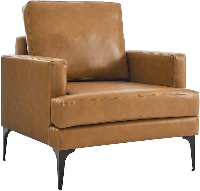 Modway Evermore Vegan Leather Upholstered Armchair Tan