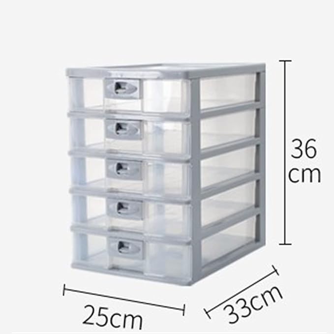 File Storage Cabinets Office Desktop Storage Box Multi-Layer Drawer Paper Office Supplies Finishing Transparent File Cabinet(Gray)