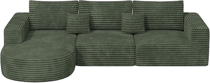 110 Modular Sectional Sofa Couches Cloud Couches for Living Room Boneless Sofa with Deep SeatL-Shape Couch with ChaiseNo Assembly RequiredGreen1 PCS