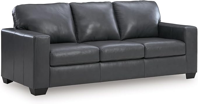 Signature Design by Ashley Bolsena Contemporary Leather Match Sofa with Removable Cushion and Armrest Blue