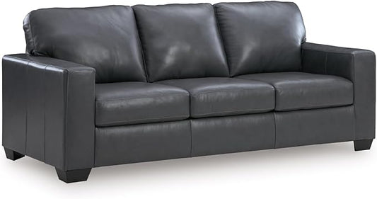 Signature Design by Ashley Bolsena Contemporary Leather Match Sofa with Removable Cushion and Armrest Blue