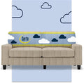 Pemberly Row Modern 73 Track Arm Sofa Beige Upholstered Removable Covers Compact Space-Saving Design Solid Wood Frame High-Density Foam Cushions Living Room or Home Office Furniture