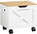 Rolling Filing Cabinet Small File Cabinet Under Desk with Single Drawer Hanging File Organizer for A4/Letter-Size Documents Organizer Box for Home Office White and Natural FCBN4001