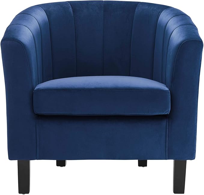 Modway Prospect Channel Tufted Upholstered Velvet Armchair Navy