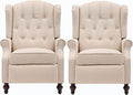 SAMERY Wingback Recliner Chair with Massage and Heat- Accent Chair Push Back Chair for Living Room Bedroom Tufted Comfy Reclining Arm Chair Sofa Reading Napping