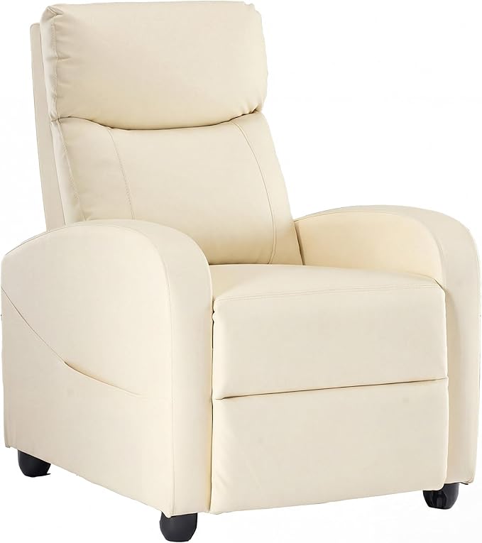 Sweetcrispy Massage Recliner Chair for Adults Adjustable Home Theater Seating with Lumbar Support for Living Room Modern Fabric Reclining Beige