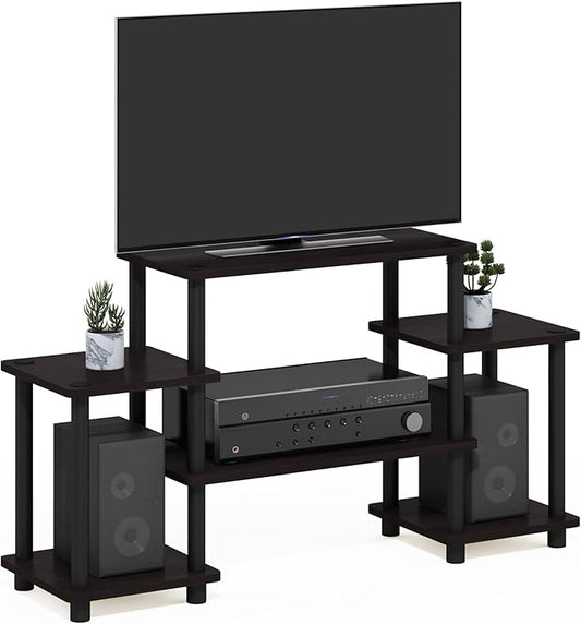 Furinno Turn-N-Tube No Tools Entertainment Center Round Square corner Dark Walnut11257DWN