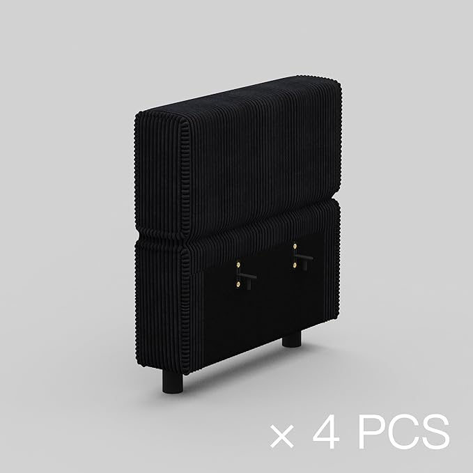 Belffin Modular Sectional Sofa Armrest Backrest Module for Sectional Couch Side Part Armrest/Backrest (Set of 4) Corduroy Black