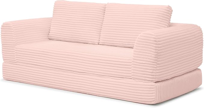 Foldable Boneless Love Seat Couches in a Box Modern Floor Foam Sleeper Sofa Bed 2-in-1 Convertible Cloud Sofa for Home Apartments Bedroom