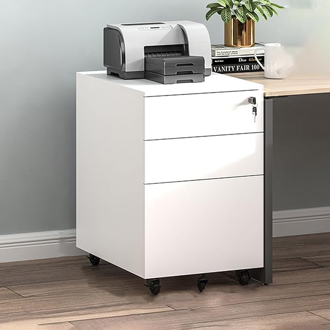 Storage Box Storage CabinetDrawer Locking File Cabinet for Home Office Under Desk Mobile Filing Cabinet for A4/ Modern File Cabinet with Keys Organize Your Workspace