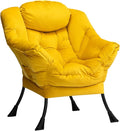 HollyHOME Lazy Chair with Armrest and Side Pocket Comfy Accent Lounge ChairLeisure Sofa Armchair for Living Room Bedroom Dorm or Small Spaces Oversized Reading Sofa ChairVelvet Yellow