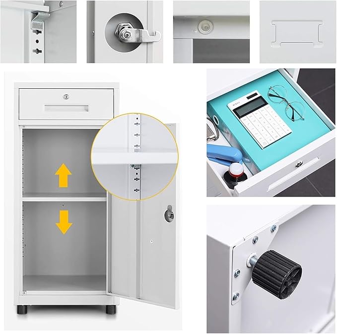 Filing Cabinet Multi-Drawer Mobile Office Cabinet with Locking File Drawer Cabinet Metal Data Cabinet (Color : White Size : 5)