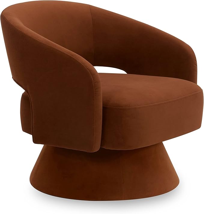 CHITA Swivel Accent Chair Armchair FSC Certified Velvet Barrel Chair for Living Room Bedroom Burnt Orange
