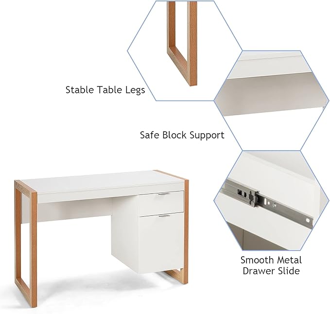 Modern Computer and Writing Desk Workstation Table for Home Office Multi Color Contemporary Rectangular Wood Finish Drawers