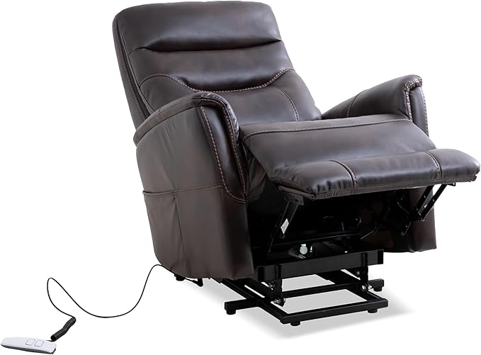 Parker Living Gemini - Truffle Power Lift Recliner with Articulating Headrest Living Room Chair Electric Recliner Chair for Adults Upholstery 90% Polyester 10% PU