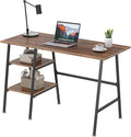 VECELO 43 Inch Computer Desk Writing Study Work Office Table Modern Desk with Shelves Wooden Desk for Home BedroomWalnut Desk