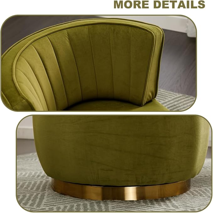 Luxyhome Swivel Barrel ChairMid Century Modern Accent ChairFluffy Velvet Upholstered Comfy ArmchairRound Sherpa Chair with Gold Base for NurseryLiving RoomBedroomOfficeWaiting Room Green