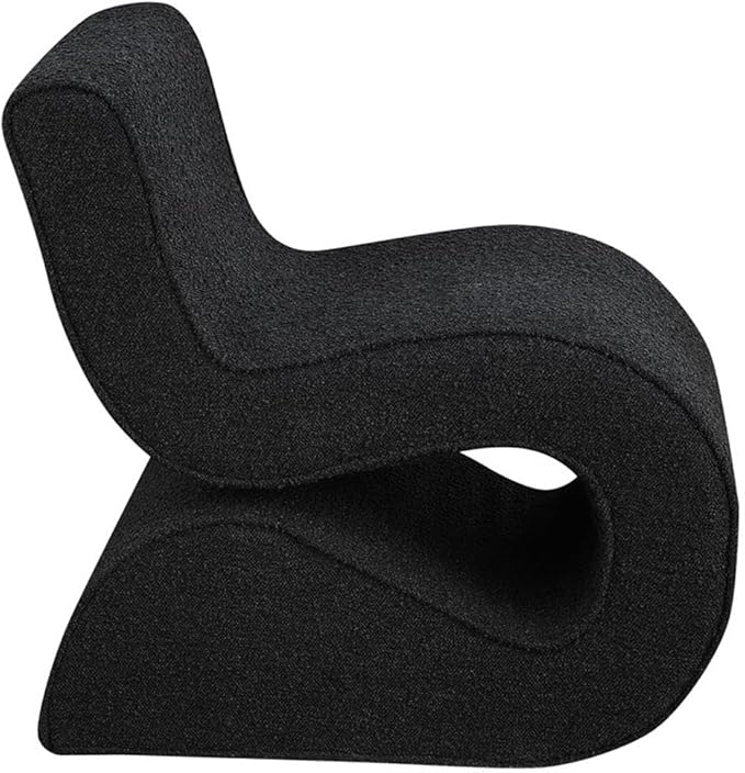 Pemberly Row Fabric Upholstered Armless Accent Chair Charcoal Bouclé Curved Design 29.5 H x 22.75 W x 29.75 D Modern Style Cozy Living Room or Bedroom Seating