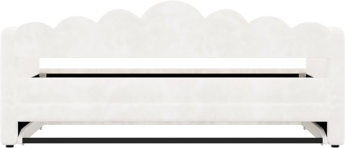 Bellemave Twin XL Size Upholstered Velvet Daybed with Trundle &amp Adjustable 7-Color LED Lights Trundle Can be Flat or Erected Space-Saving Guest Bed No Box Spring NeededWhite