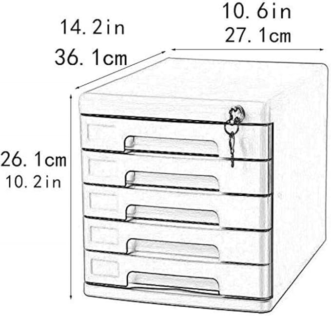 5 Drawer Desktop File Cabinet for Home Office 27.1X36.1X26.1Cm Data Storage and Nization Filing Box for Documents and Files