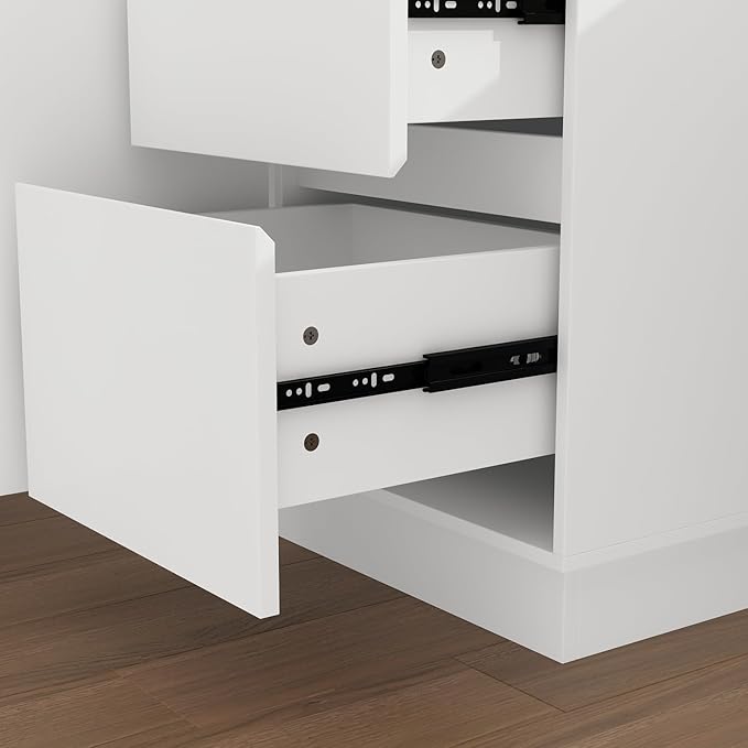 54.3 L Shaped Electric Standing Desk with File Cabinet Height Adjustable Stand up Desk with Drawers Home Office Computer Gaming Table White