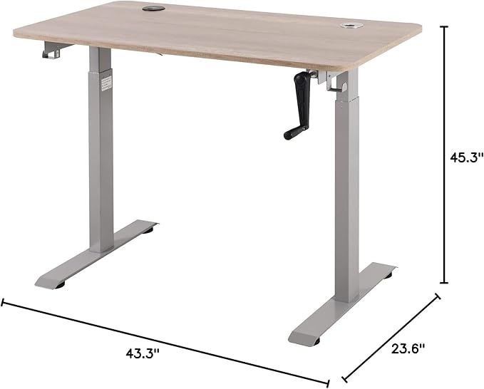 UNICOO Crank Adjustable Height Standing Desk Game Table Home Office Table Computer Desk with USB and Wireless Charger (NTCSET-01 - Antique Oak - M2)