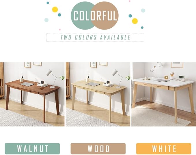 IOTXY Solid Wood Writing Desk - Home Office Workbench Desk with Drawer 31.5 Width Laptop Computer Work Study Table in White