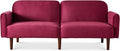 Best Choice Products 77 Mid Century Modern Velvet Loveseat Sofa Couch Convertible Sofa Sleeper Bed w/Real Wood Removable Armrest - Raspberry