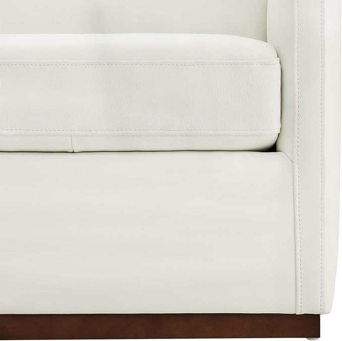 CHITA Genuine Leather Swivel Accent Chair FSC Certified Mid Century Modern Arm Chair for Living Room and Bedroom Fully Assembled White