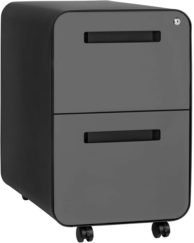 Laura Davidson Furniture Stockpile 2-Drawer Modern Mobile File Cabinet Commercial-Grade (Black/Grey)