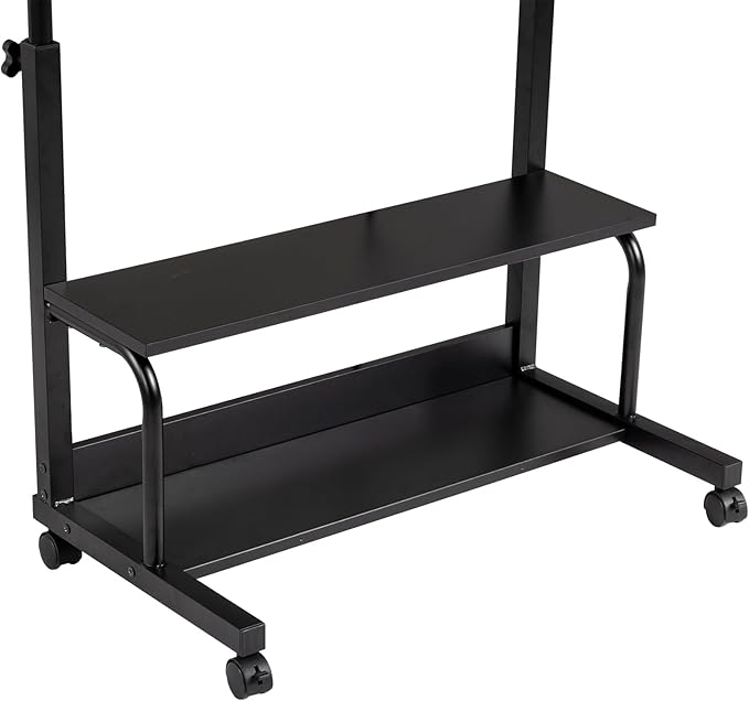 Adjustable Computer Desk with 3 USB Ports and 2 AC Outlets Standing Desk Adjustable Height Desks Computer Desk Writing Desk Mobile Laptop Desk Cart for Office Workspace Black