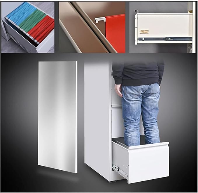 Aimeryup 2-Tier File Cabinet Metal Clip Drawer with Lock Storage Low Desk Cabinet Office Study Hotel 42X62X72.8CM(Size:45X62X72.8CMColor:B)