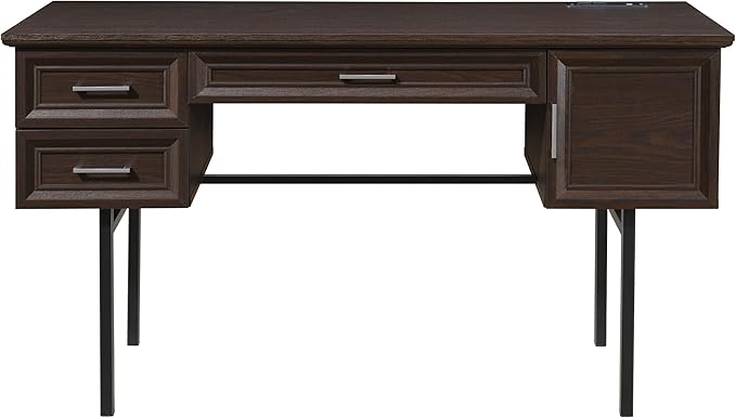OSP Home Furnishings Jefferson Executive Office Desk with Power Hub and Lockdowel Fastening System Espresso
