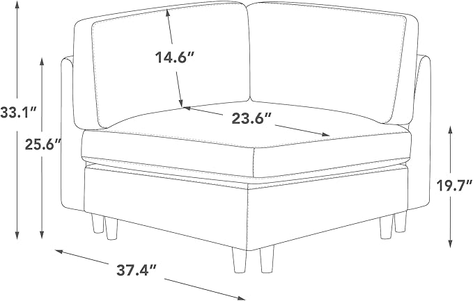 CHITA Modern Down Filled Upholstered Middle Corner Sectional for Modular Couch Linen