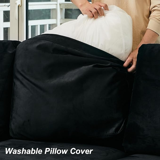 Belffin Velvet Middle Single Module Seat for Modular Sectional Sofa Armrest Module for Sectional Sleeper Sofa Bed Black