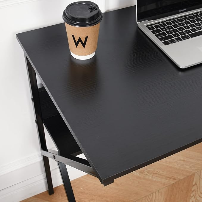 FurnitureR Computer Desk 39.4 inch Home Office Desk for Small Spaces Modern Simple Style for Home Office Study Writing Black
