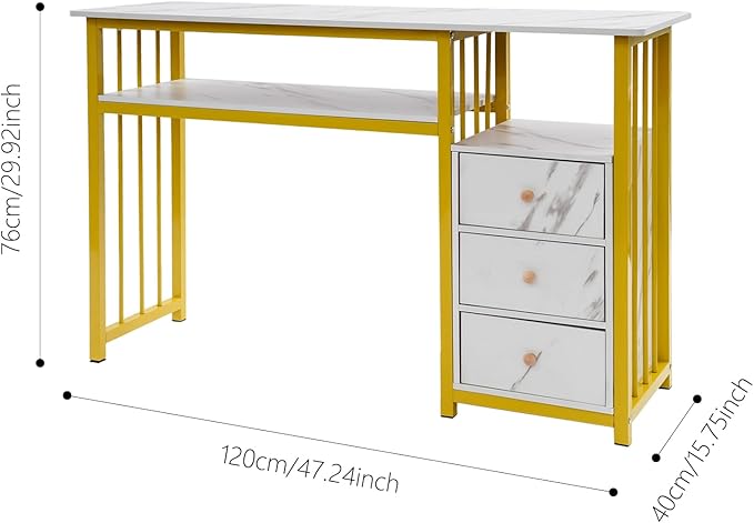Modern Nail Salon Desk with 3 Drawers 47 Inch Large Manicure TableBeauty Station for Nail Tech Heavy Duty Makeup Table with Storage Salon Furniture for Home Spa Office