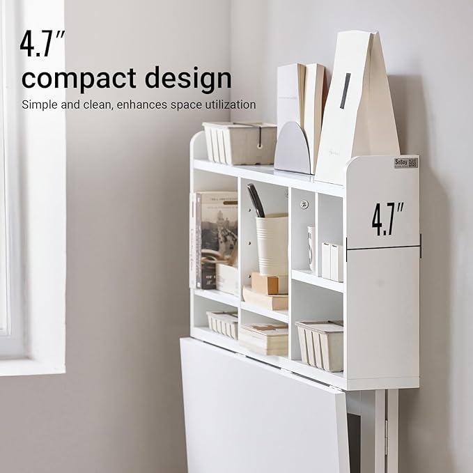 SoBuy Wall Mounted Folding Table Foldable Floating Desk for Small Spaces Fold Down Workstation Table with Adjustable Shelf for Home Office Bedroom or Kitchen White FWT07-II-W