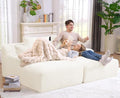 Oversized Double Chaise Lounge Chair IndoorWide Corduroy Boneless Chaise Lounges Sofa Comfy Upholstered Sectional Cloud Couch No Assembly Required Loveseat Sleeper Chair Bed for Living Room (White)