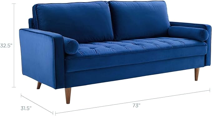 Modway EEI-3764-NAV Valour Performance Velvet Sofa Navy