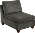 1pc Grey Chenille Fabric Modular Armless Chair - Modern Living Room Furniture