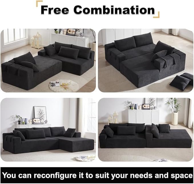 2026 New 108 L Shaped Sectional Sofa Couch Chenille Boneless Couch Deep Seat Sectional Modular Couch for Living Room No Assembly Required