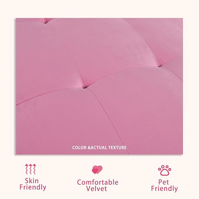 71 Loveseat Sleeper Sofa 3 in 1 Convertible Sofa Bed Adjustable Backrest Comfy Pull Out Couch Modern Upholstered Sofa for Living Room Bedroom Apartment Small Space (Pink)