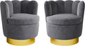 BELLEZE Modern Velvet Swivel Accent Chair 360 Upholstery Barrel Chair Comfy Living Room Bedroom Accent Chair [Set of 2] - Dark Grey