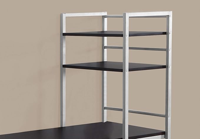 Computer Desk Home Office Laptop Storage Shelves 48 l Work Brown Laminate Grey Metal Contemporary Modern
